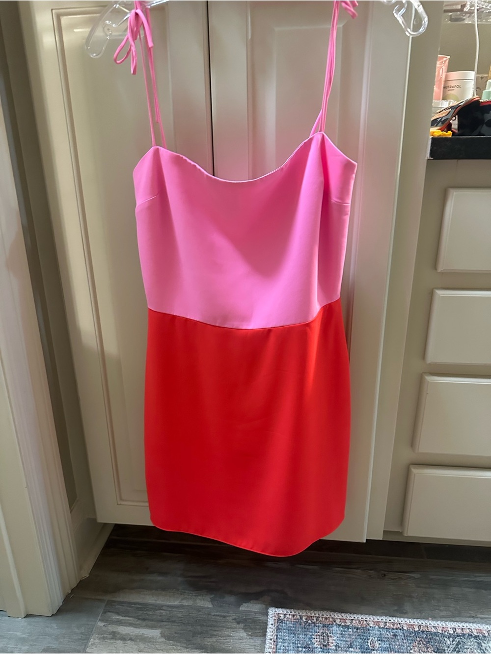 Amanda Uprichard Pink and Coral Colorblock Mini Dress